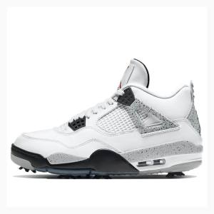 Nike Golf Cement Basketskor Air Jordan 4 Herr Vita Svarta Röda | JD-689KC