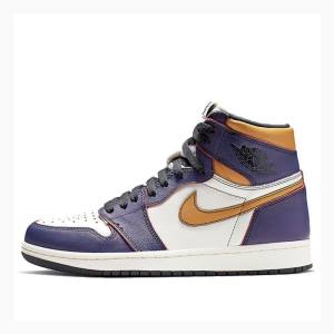 Nike High OG Defiant SB - LA To Chicago Basketskor Air Jordan 1 Herr Lila Guld | JD-719KU