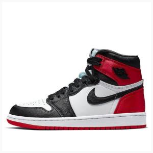 Nike High OG Satin Black Tå Basketskor Air Jordan 1 Dam Röda Svarta | JD-875FS