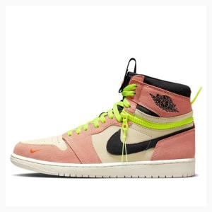 Nike High Switch Peach Basketskor Air Jordan 1 Herr Svarta Rosa Gröna | JD-589NQ