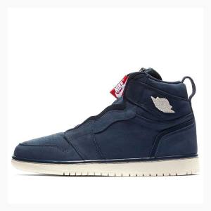 Nike High Zip Basketskor Air Jordan 1 Dam Mörkblå | JD-258MG