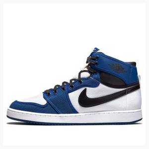 Nike KO Storm Basketskor Air Jordan 1 Herr Svarta Vita Blå | JD-415MV