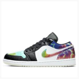 Nike Low Galaxy Sneakers Air Jordan 1 Herr Svarta Gröna Blå | JD-824TC