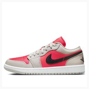 Nike Low Light Iron Ore Sneakers Air Jordan 1 Dam Röda Svarta | JD-681IG