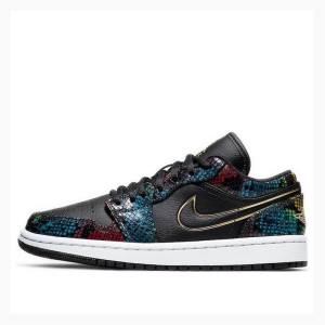 Nike Low Multicolor Snakeskin Sneakers Air Jordan 1 Dam Svarta | JD-870RV