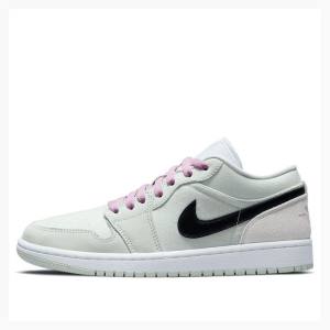 Nike Low SE Barely Green Sneakers Air Jordan 1 Dam Gröna Svarta Lila | JD-497GH