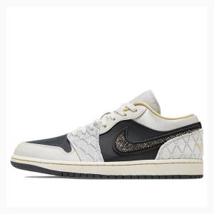 Nike Low SE Sneakers Air Jordan 1 Herr Vita Svarta | JD-471PU