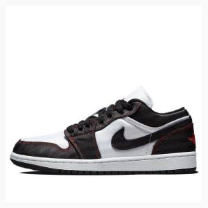 Nike Low SE Utility Sneakers Air Jordan 1 Dam Vita Svarta Röda | JD-193HF