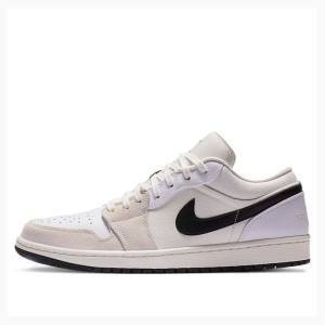 Nike Low Sail Sneakers Air Jordan 1 Herr Vita Beige Svarta | JD-964OF