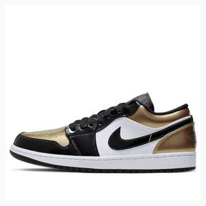 Nike Low Sneakers Air Jordan 1 Herr Guld Svarta | JD-129BN