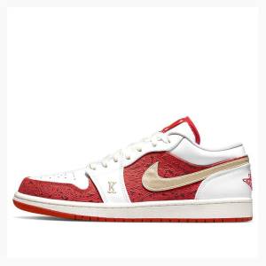 Nike Low Spades Sneakers Air Jordan 1 Herr Vita Röda | JD-895CF