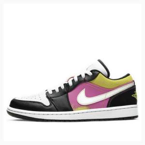 Nike Low Spray Paint Sneakers Air Jordan 1 Herr Svarta Lila Gula | JD-084WX