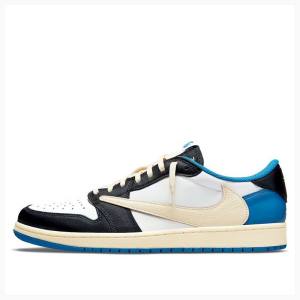 Nike Low Travis Scott x Fragment Sneakers Air Jordan 1 Herr Blå Svarta | JD-759QY