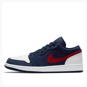 Nike Low USA Sneakers Air Jordan 1 Herr Blå Röda | JD-765ZR