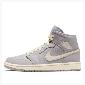 Nike Mid Atmosphere Pale Ivory Basketskor Air Jordan 1 Dam Grå | JD-519NQ