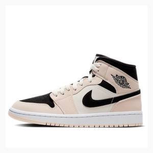 Nike Mid Barely Basketskor Air Jordan 1 Dam Rosa Svarta | JD-679SI