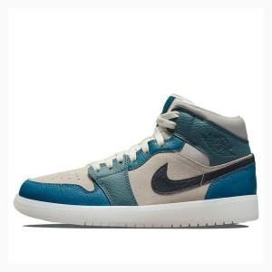 Nike Mid Basketskor Air Jordan 1 Dam Blå Vita Röda | JD-064HW