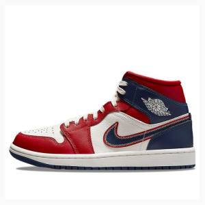 Nike Mid Basketskor Air Jordan 1 Dam Blå Röda | JD-823PM