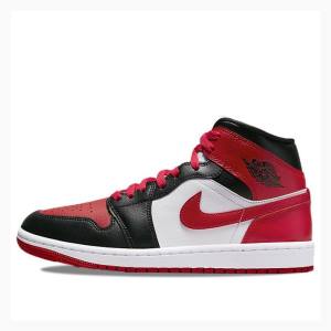 Nike Mid Basketskor Air Jordan 1 Dam Svarta Röda | JD-670FU