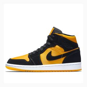 Nike Mid Basketskor Air Jordan 1 Herr Guld Svarta | JD-035CD