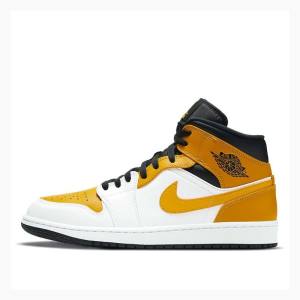 Nike Mid Basketskor Air Jordan 1 Herr Guld Vita | JD-107TB