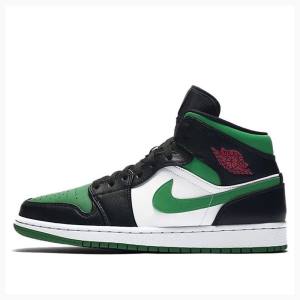 Nike Mid Basketskor Air Jordan 1 Herr Svarta Gröna | JD-059DM