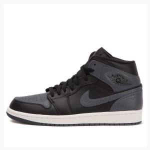 Nike Mid Basketskor Air Jordan 1 Herr Svarta Mörkgrå | JD-365DX