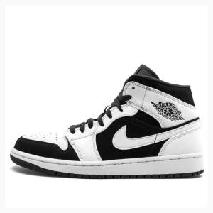 Nike Mid Basketskor Air Jordan 1 Herr Vita Svarta | JD-184MQ