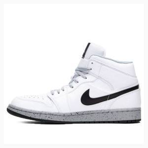 Nike Mid Basketskor Air Jordan 1 Herr Vita Svarta | JD-265EJ