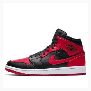 Nike Mid Bred Banned Basketskor Air Jordan 1 Herr Svarta Vita Röda | JD-731JX