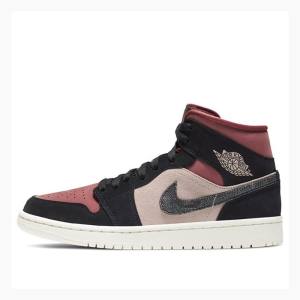 Nike Mid Burgundy Dusty Basketskor Air Jordan 1 Dam Röda Svarta | JD-473NU