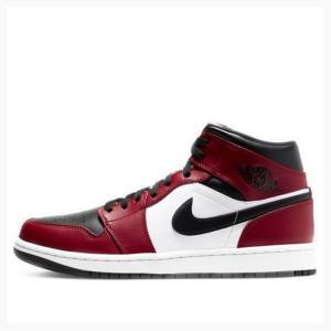 Nike Mid Chicago Basketskor Air Jordan 1 Herr Svarta Vita Röda | JD-436NE