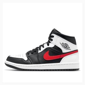 Nike Mid Chile Basketskor Air Jordan 1 Herr Svarta Vita Röda | JD-328VY