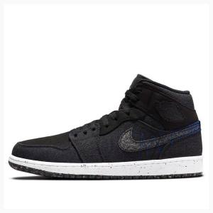 Nike Mid Crater Racer Basketskor Air Jordan 1 Herr Svarta | JD-435FW