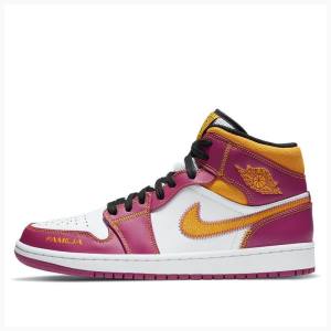 Nike Mid DOD Dia de los Muertos Basketskor Air Jordan 1 Herr Lila Guld | JD-761HP