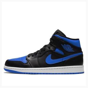 Nike Mid Hyper Royal Basketskor Air Jordan 1 Herr Blå Svarta | JD-146KJ