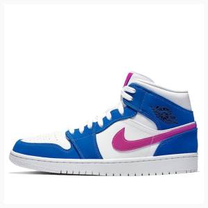 Nike Mid Hyper Royal Violet Basketskor Air Jordan 1 Herr Blå Röda | JD-019GE