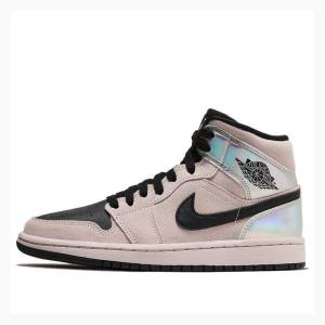 Nike Mid Iridescent Basketskor Air Jordan 1 Dam Rosa Svarta | JD-512EL