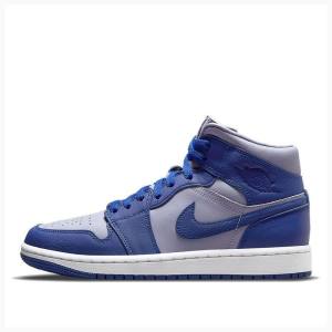 Nike Mid Iron Basketskor Air Jordan 1 Dam Blå | JD-149ZW