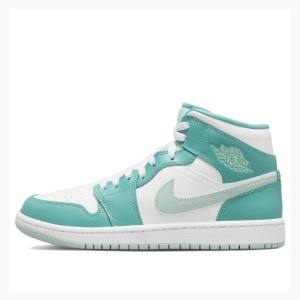 Nike Mid Marine Basketskor Air Jordan 1 Dam Vita Gröna | JD-952OH