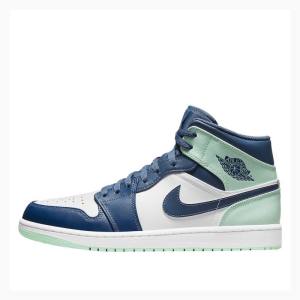 Nike Mid Mint Basketskor Air Jordan 1 Herr Blå Vita | JD-517QG