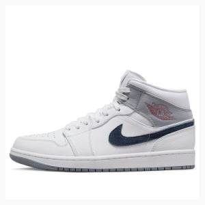 Nike Mid Paris Basketskor Air Jordan 1 Herr Vita Svarta | JD-067FA