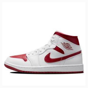 Nike Mid Reverse Chicago Basketskor Air Jordan 1 Dam Vita Röda | JD-236AL