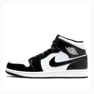 Nike Mid SE ASW All Star Panda Lack Läder 2021 - Carbon Fiber Basketskor Air Jordan 1 Herr Svarta Vita | JD-856CG