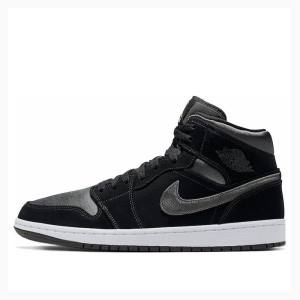 Nike Mid SE Basketskor Air Jordan 1 Herr Svarta | JD-687ZQ