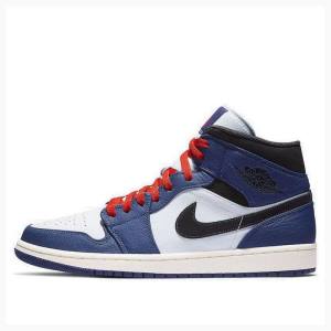 Nike Mid SE Deep Royal Basketskor Air Jordan 1 Herr Blå Svarta | JD-672LJ