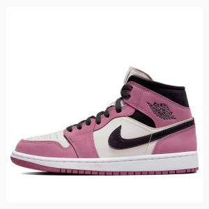 Nike Mid SE Light Mulberry Basketskor Air Jordan 1 Dam Svarta Vita Rosa | JD-318WC