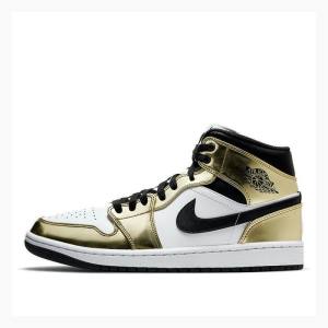 Nike Mid SE 'Metallic Gold' Basketskor Air Jordan 1 Herr Guld Svarta | JD-314VQ