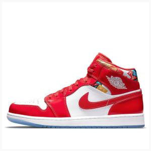 Nike Mid SE Red Lack Basketskor Air Jordan 1 Herr Röda | JD-091RH