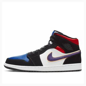 Nike Mid SE Rivals Basketskor Air Jordan 1 Herr Svarta Lila Blå | JD-615YW